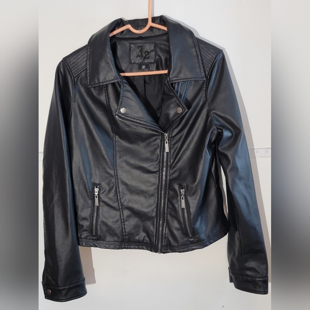 J2 Black Faux Leather Moto Jacket Size Medium